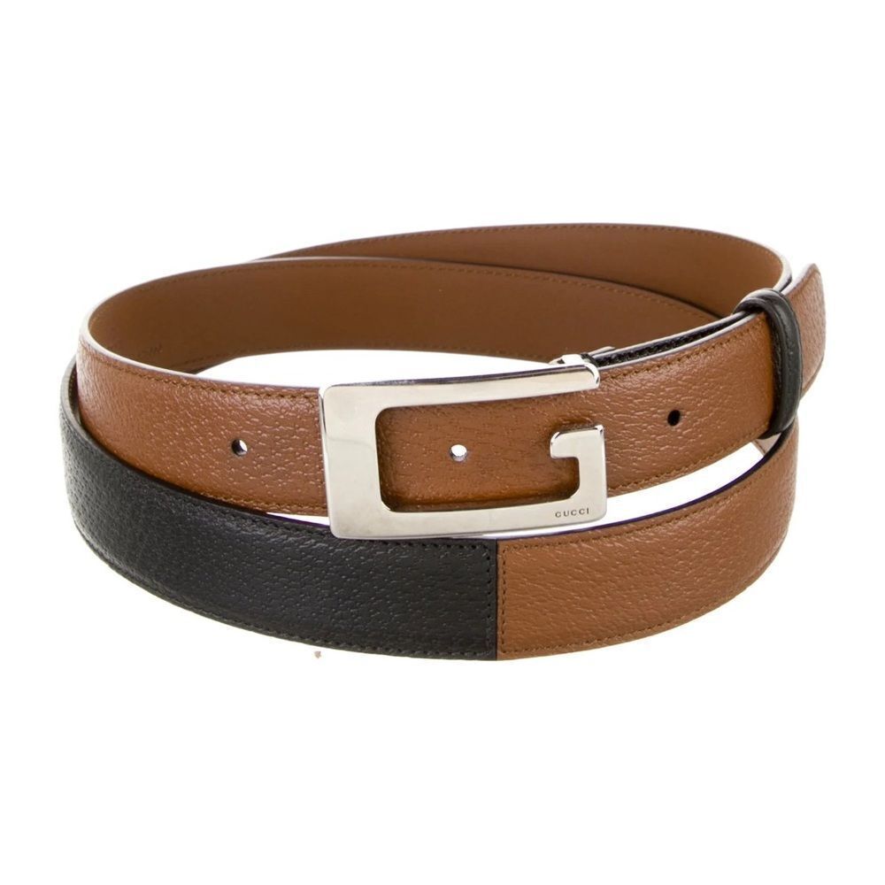 Gucci Memorable Buckle G Black And Brown Leather Belt 709958 100/40